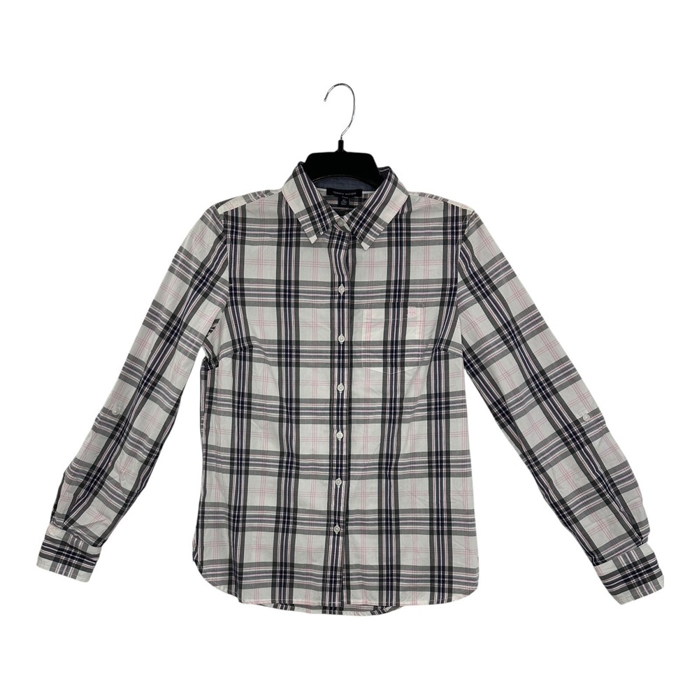 Tommy Hilfiger Heritage Plaid Button Down Roll Tab Long Sleeve Shirt XS